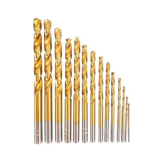 Jeu de 10 Forets HSS M2 Harden Ø6,5 mm – DIN 338, Pointe 135° et Revêtement Titane