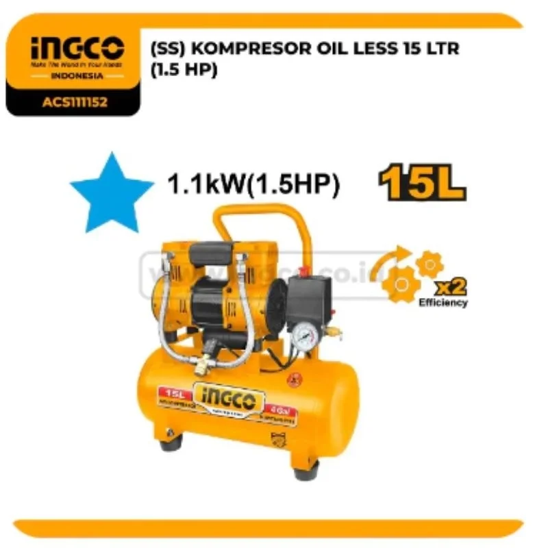 Air compresseur silencieux 15L 1100W(1.5HP) – ACS111152 INGCO MAROC