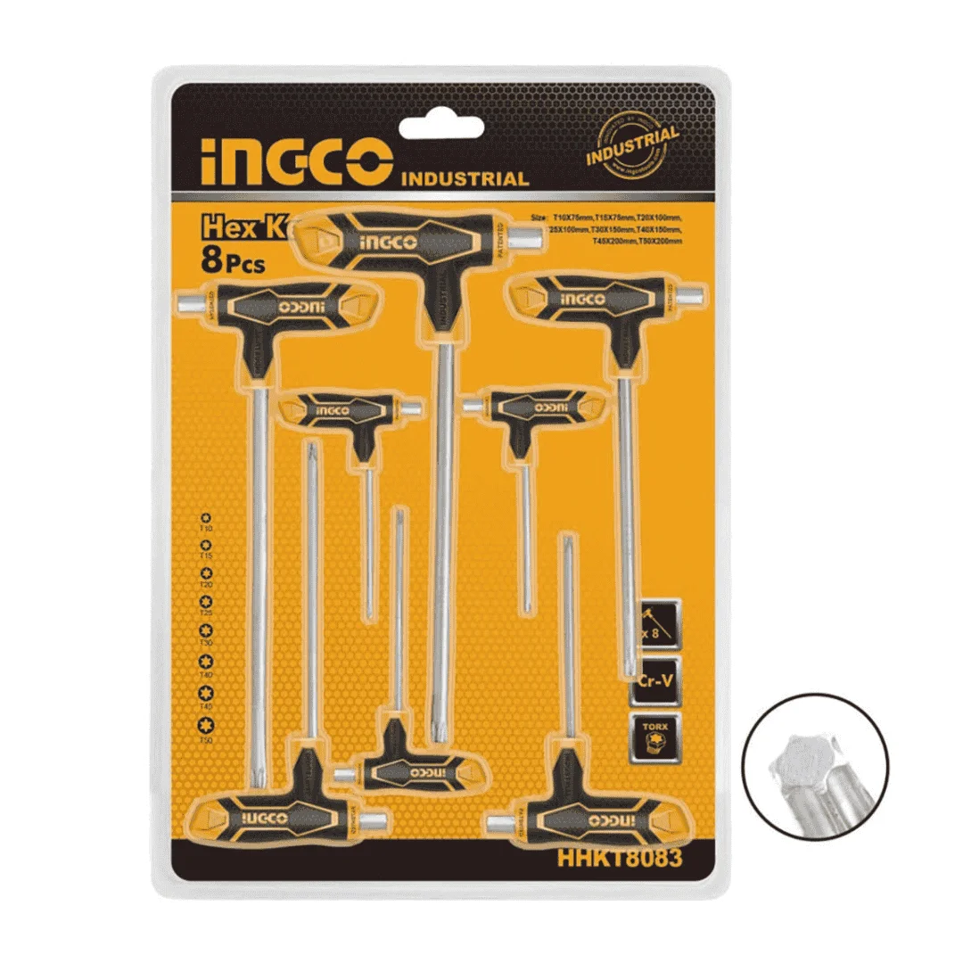 Jeu de clés males hexagonales 8PCS 10-50mm – HHKT8083 INGCO MAROC