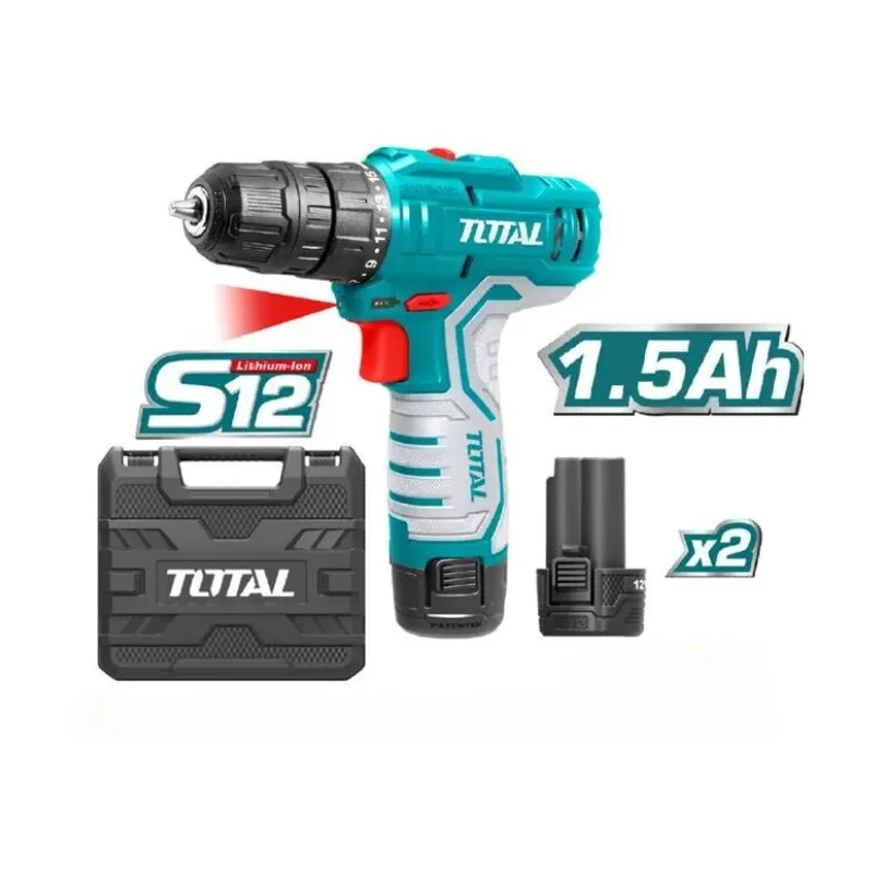 Perceuse visseuse sans fil Li-ion 12V 1,5Ah 2 batteries – Total Outillage TDLI12325