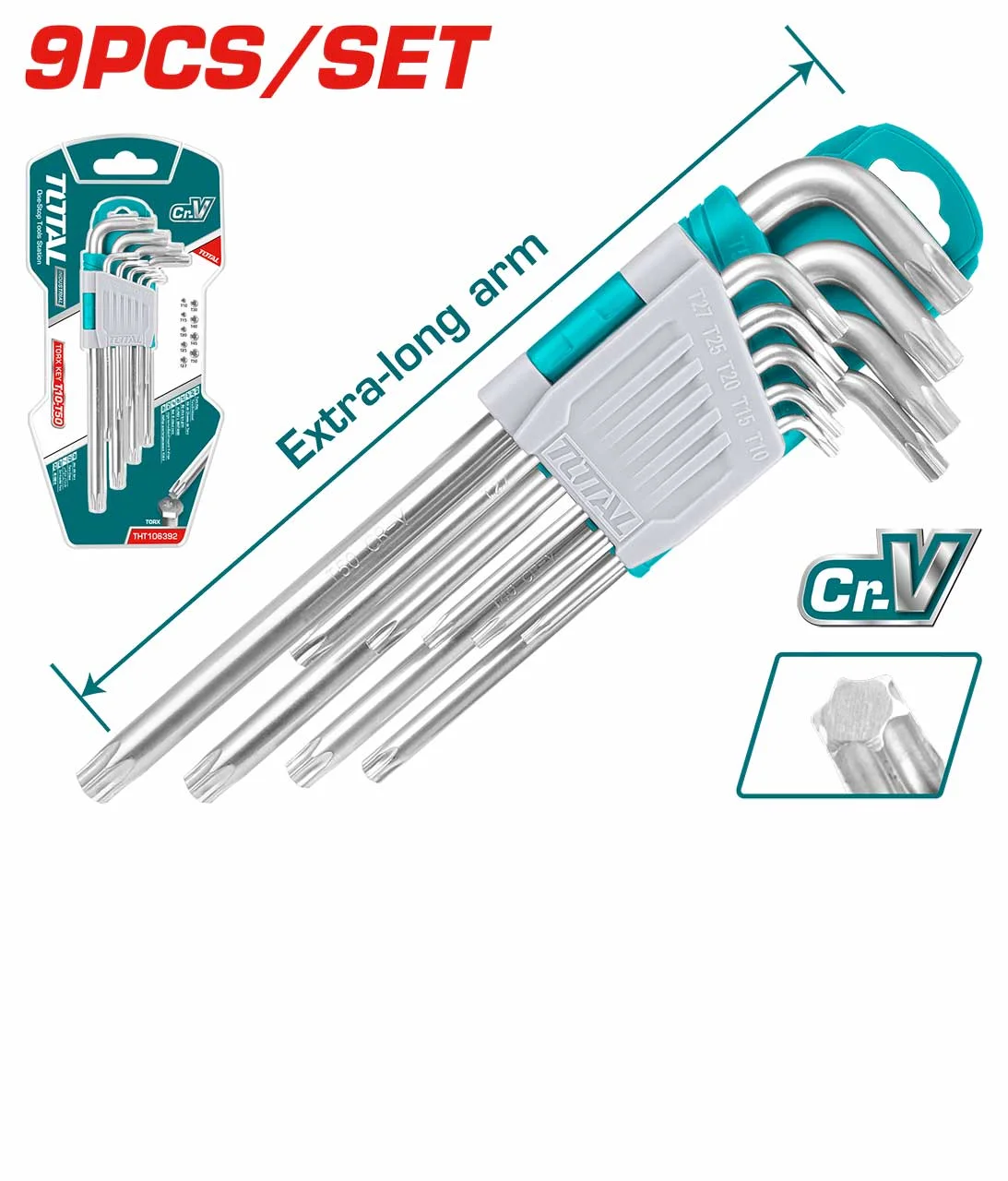 Pièces x9 Clé Torx Bras Extra long – Total Outillage THT106391