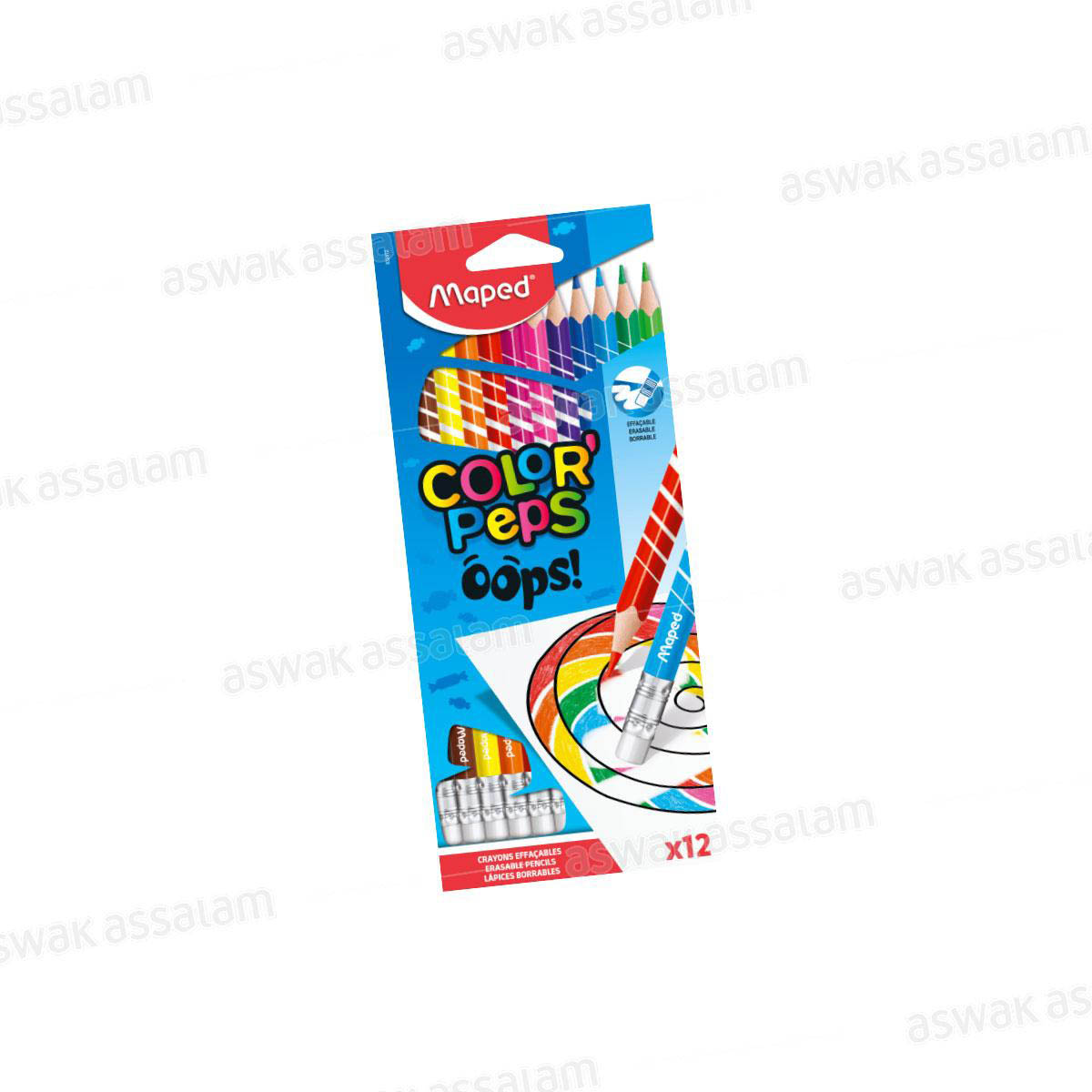 12 Crayons de Couleur Effacable Maped