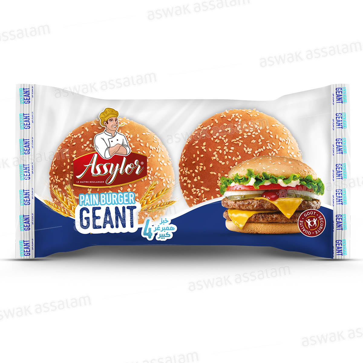Pain Burger Geant 4 Unites 310g Assylor
