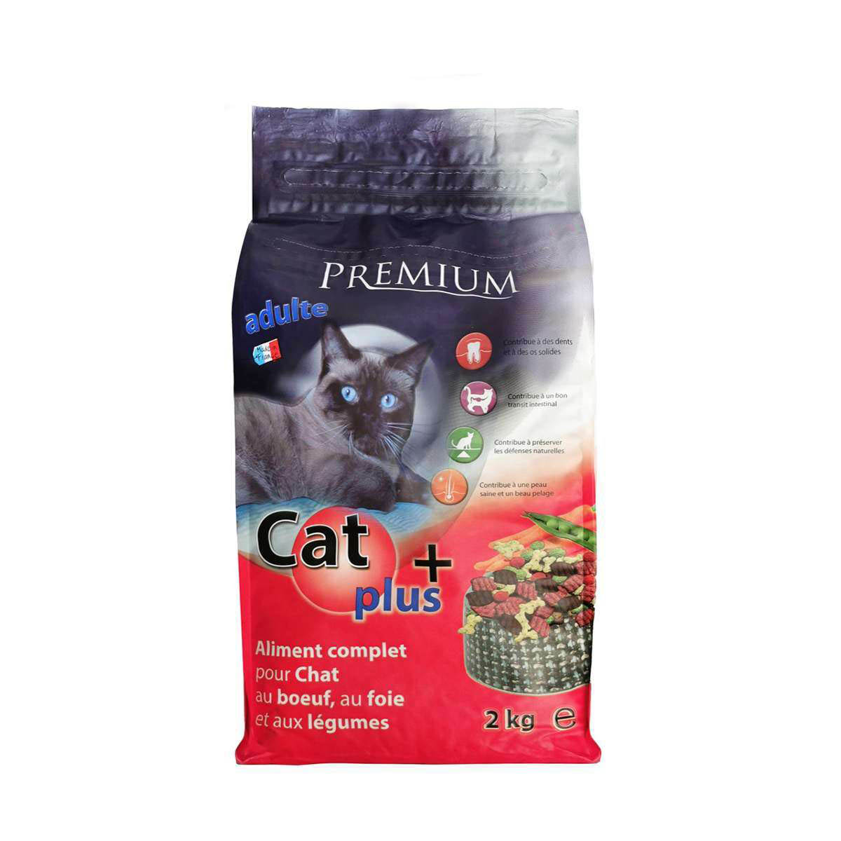 Croquettes Boeuf, Foie & Legumes 2kg pour Chat Cat+