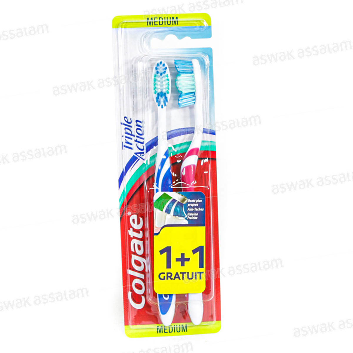 Brosse A Dents Triple Action 1+1 Free Medium Colgate