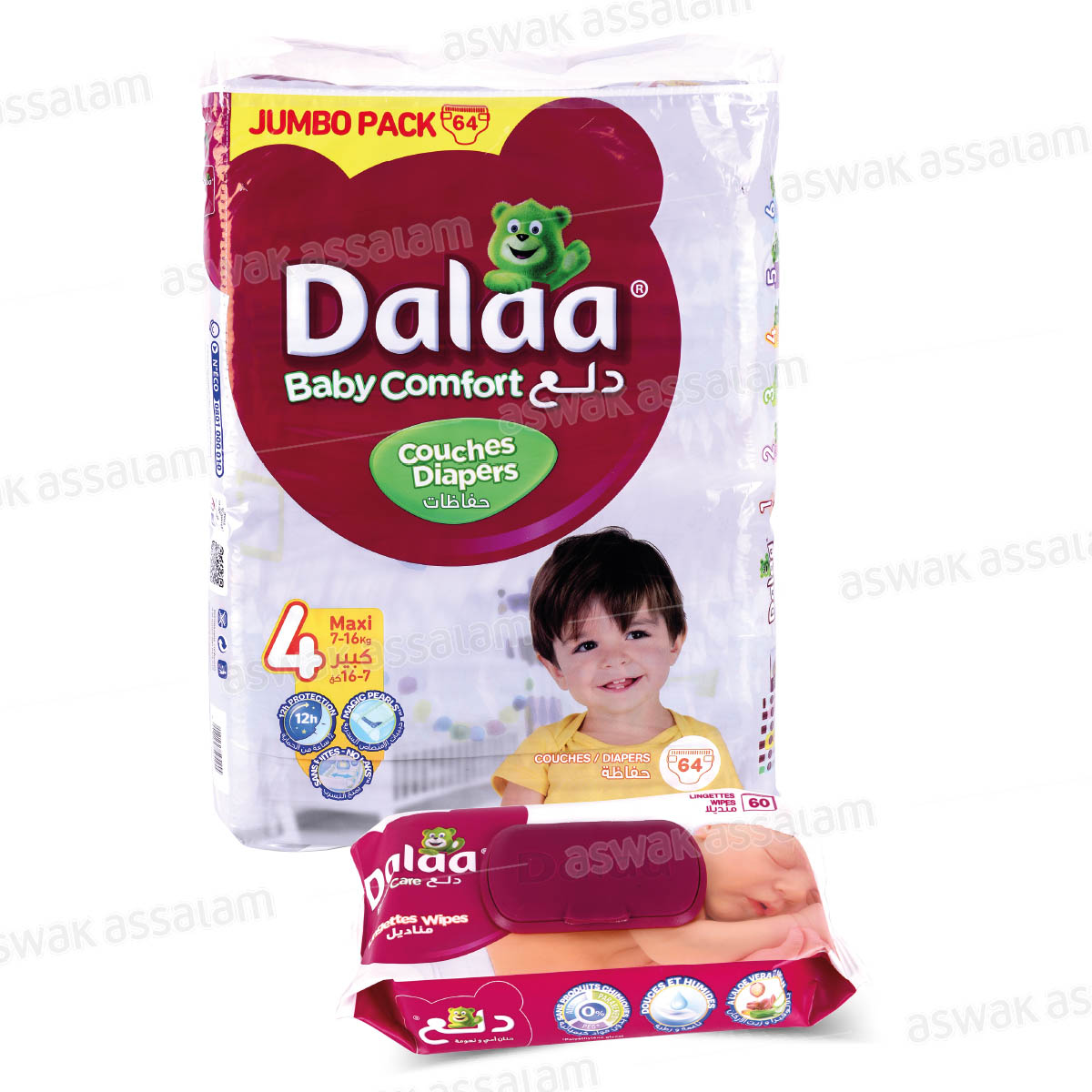 Couches Bebe Taille 4 Jumbo Pack 64 Unites Dalaa