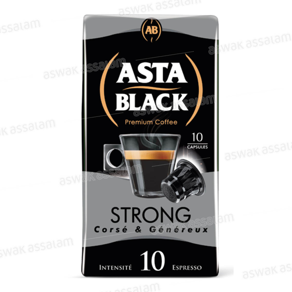 Cafe Strong Boite 10 Capsules Compatibles Asta Black