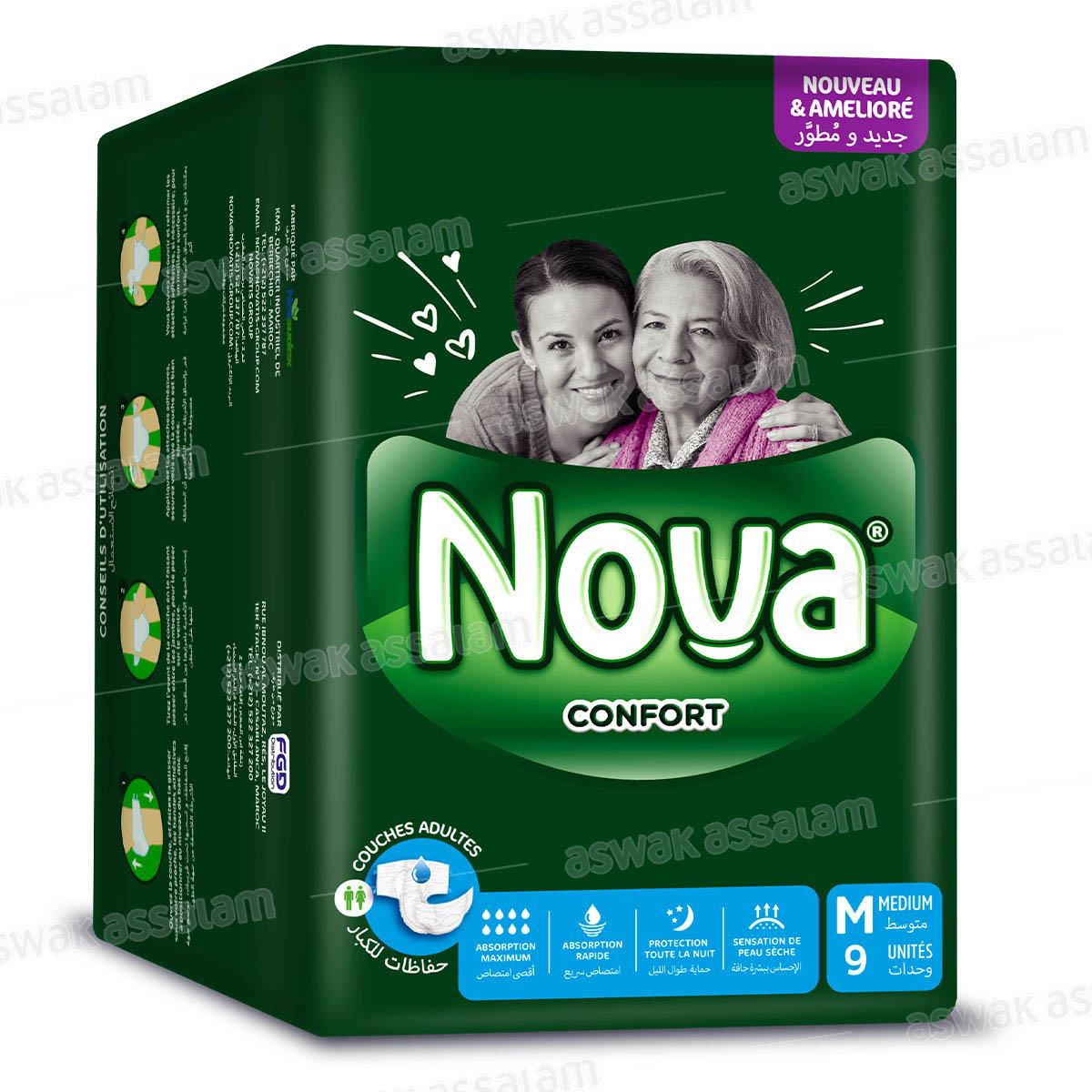 Couches pour Adultes Taille Medium 9 Unites Nova
