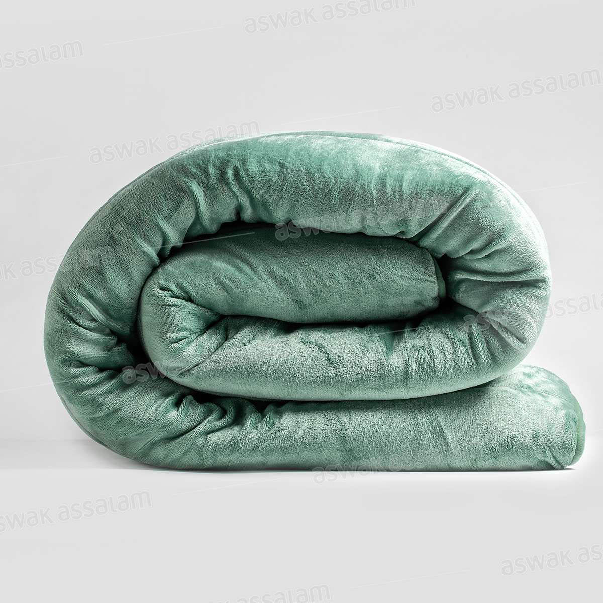 Couette Double Face Flanelle Unie / Mouton – Vert 220*240cm
