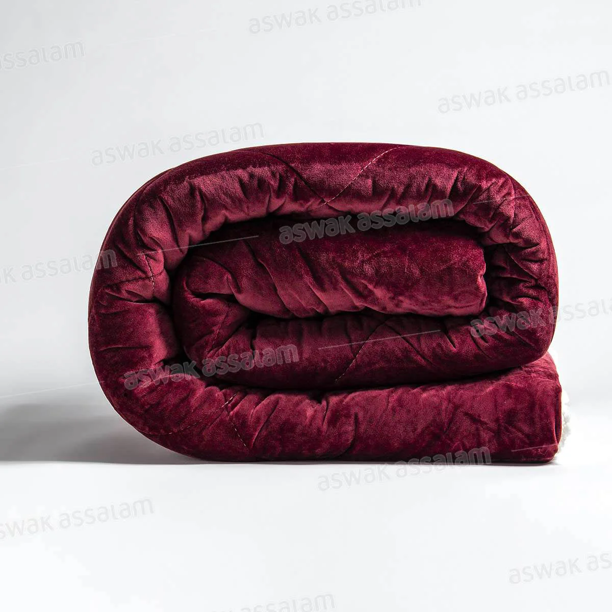Couette Double Face Velours Uni Jacquard / Mouton – Bordeau 220*240cm