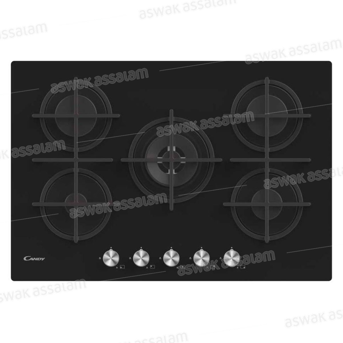 Plaque de Cuisson Encastrable en Verre 5 Feux 75cm Noir Cvg74wpb Candy