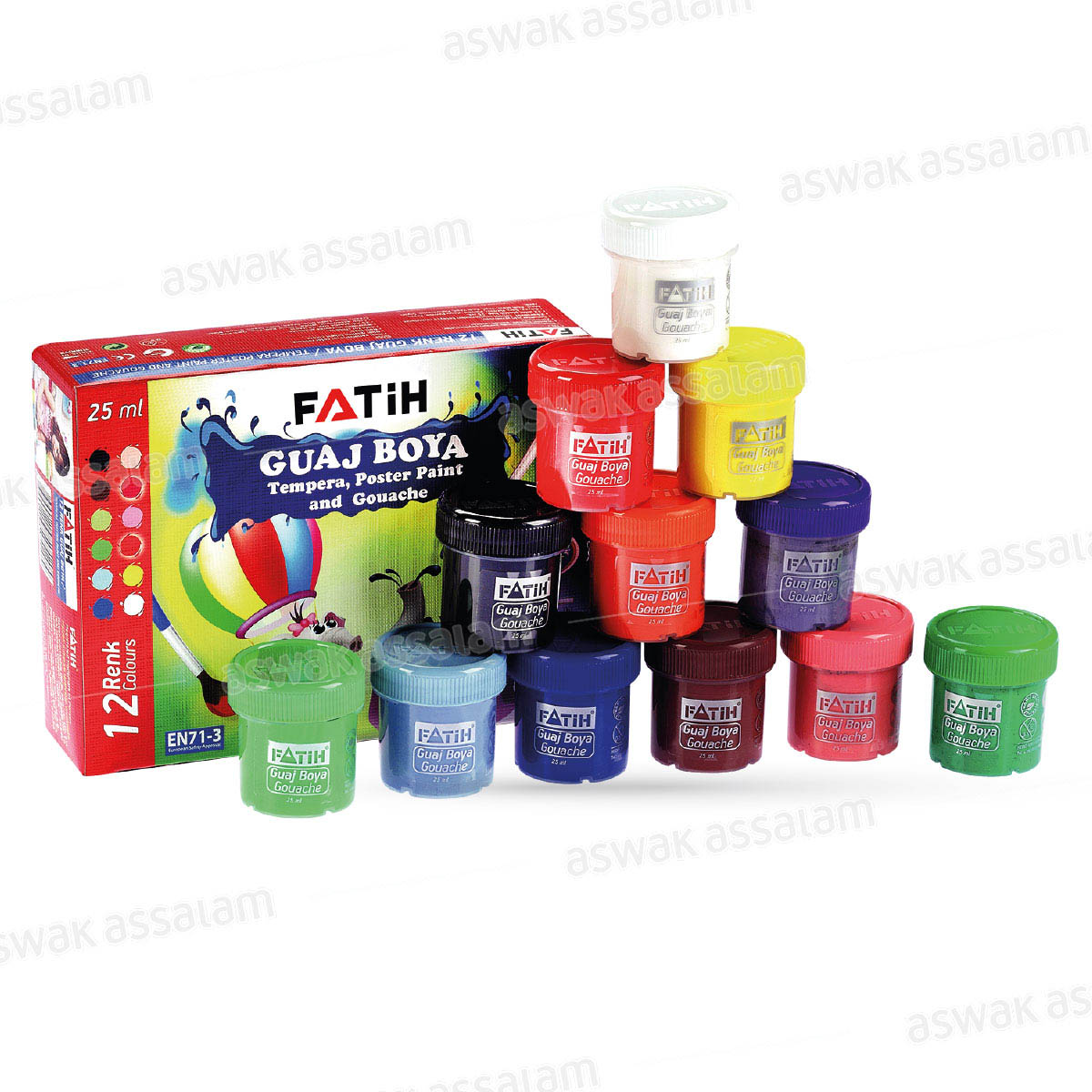 12 Pots de Gouache Peinture 25ml Fatih