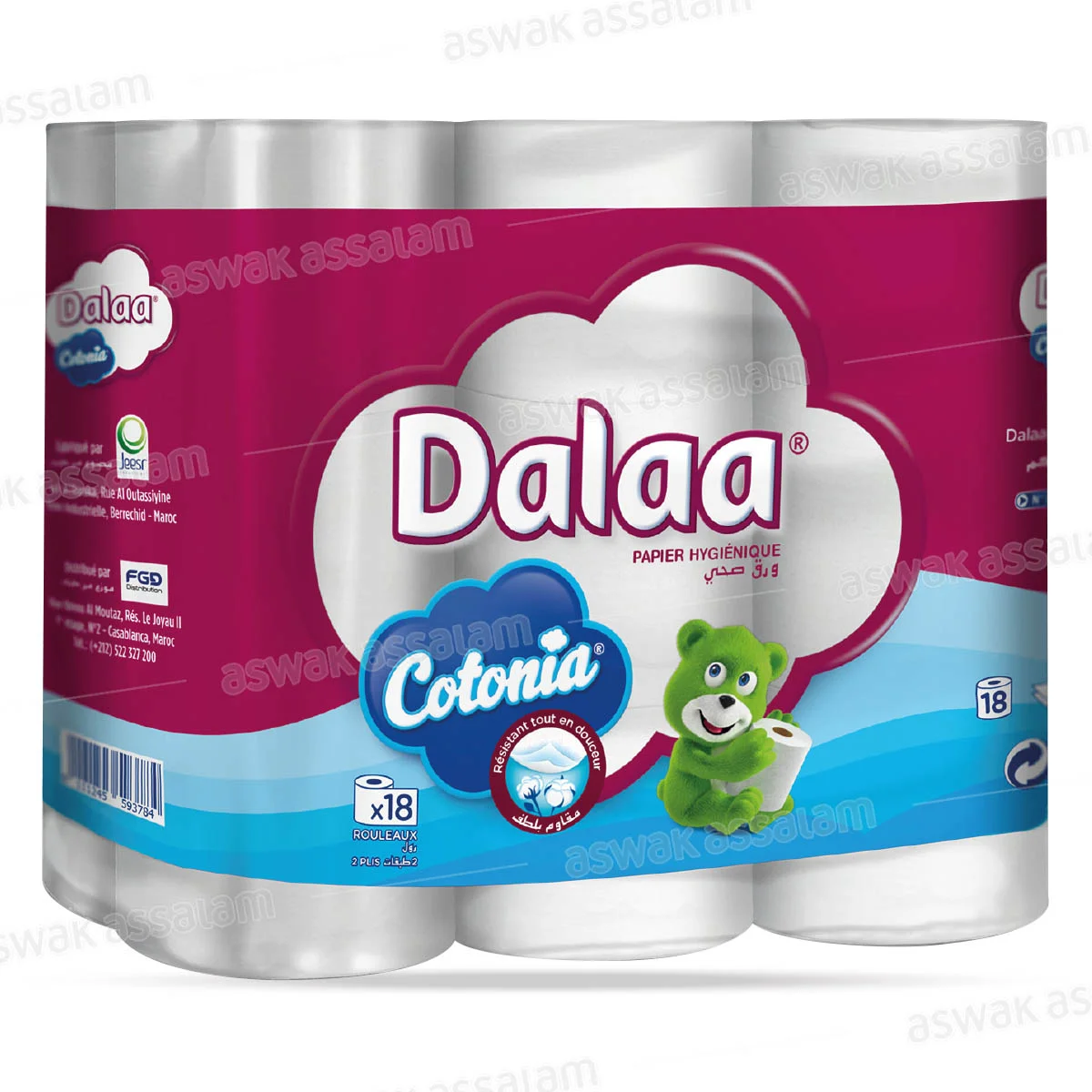 Papier Hygienique 2 Plis 18 Rouleaux Dalaa