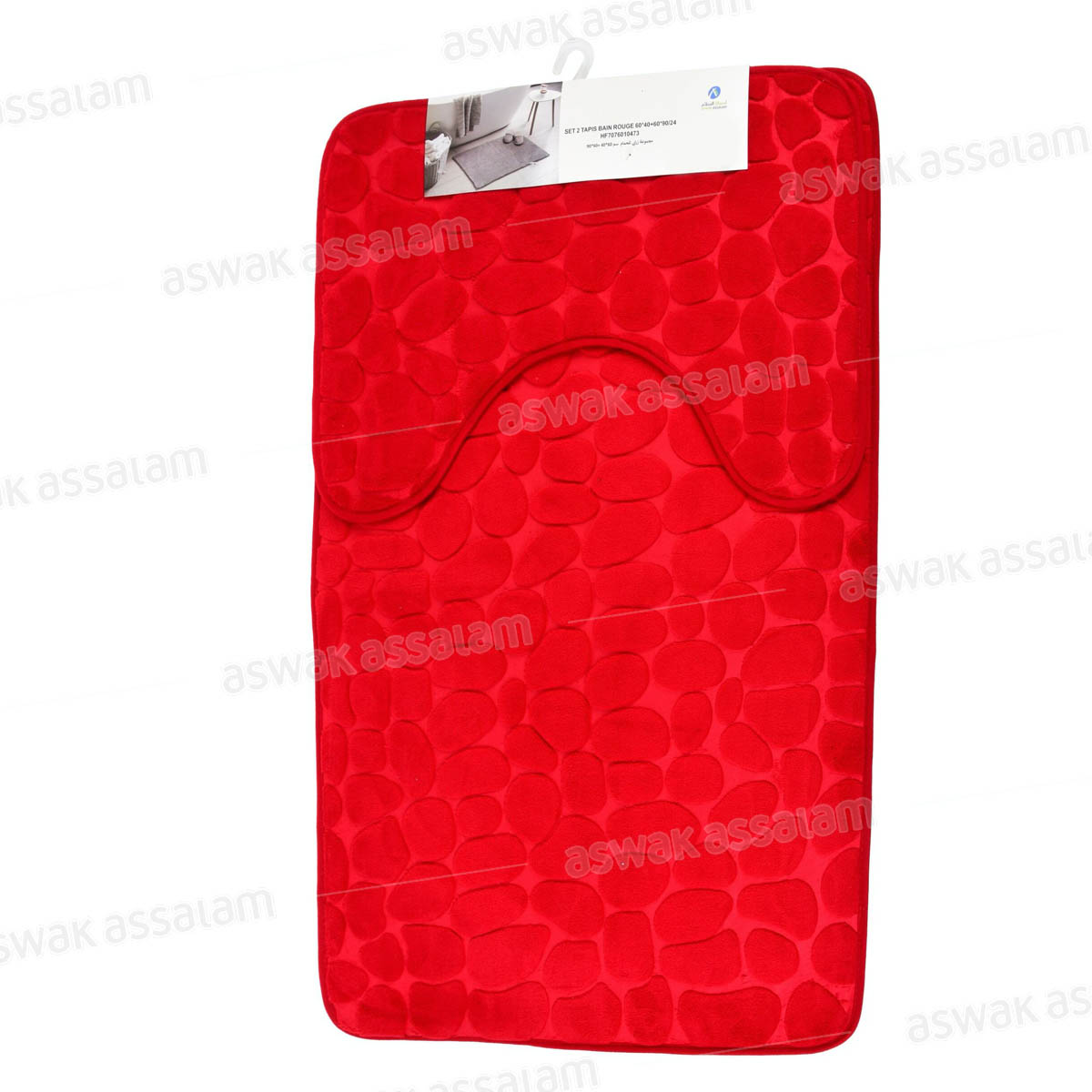 Set de 2 Tapis de Bain Rouges 60*40cm + 60*90cm