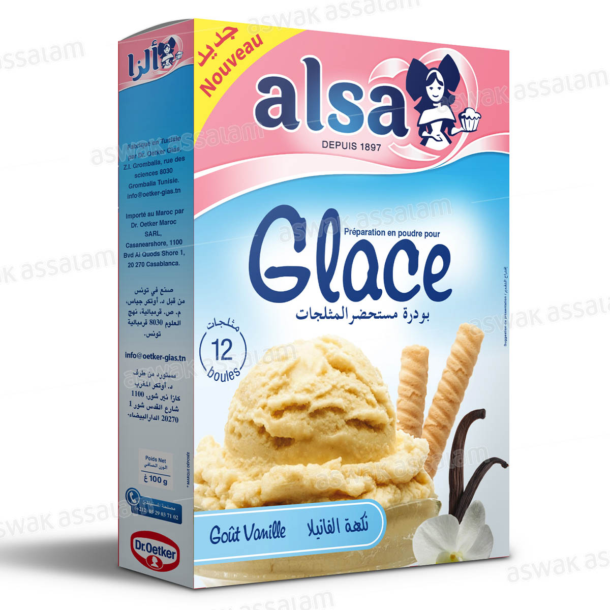 Preparation en Poudre pour Glace Saveur Vanille 100g Alsa