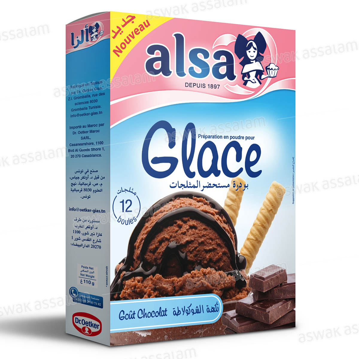 Preparation en Poudre pour Glace Saveur Chocolat 110g Alsa