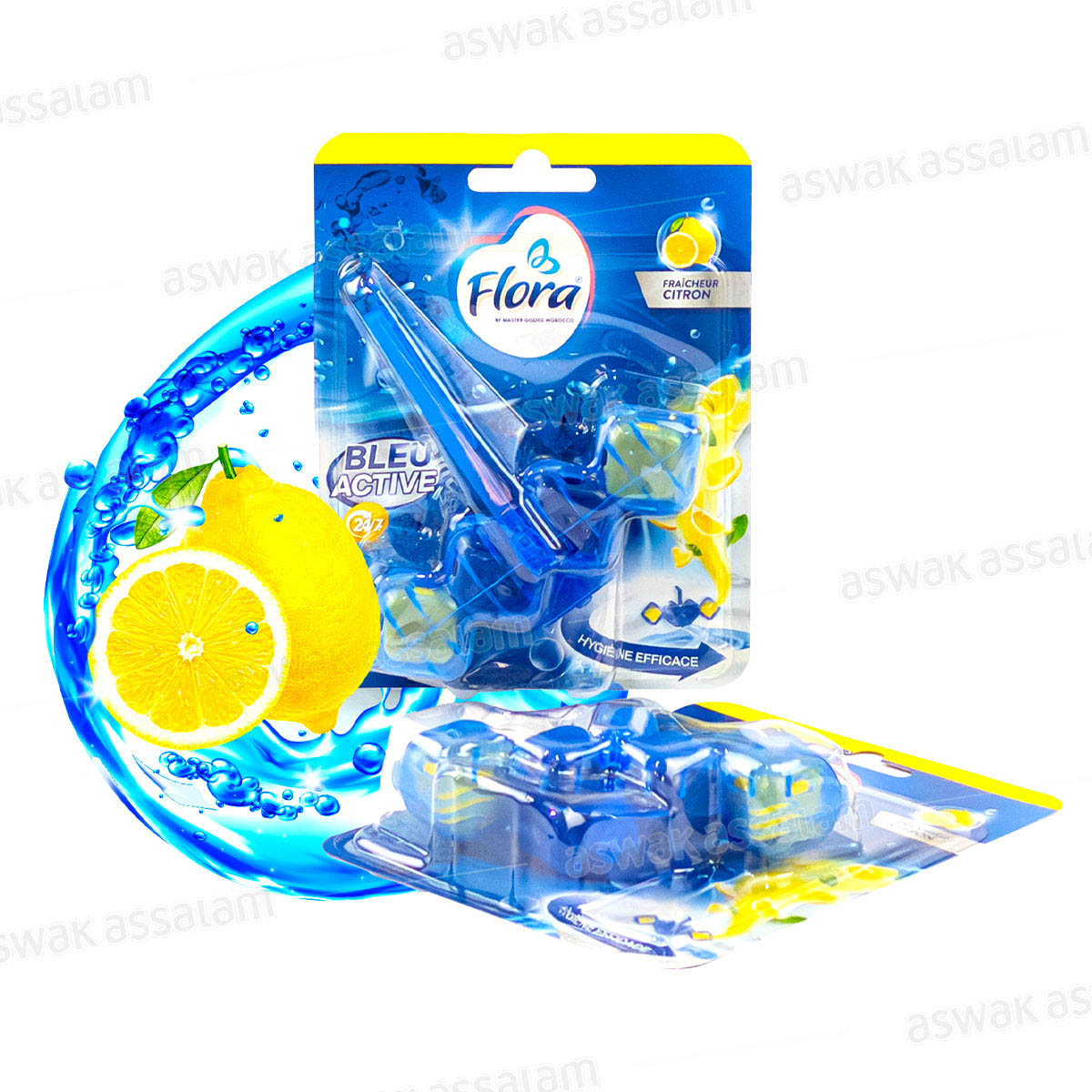 Bloc Wc Bleu Active Fraicheur Citron Flora