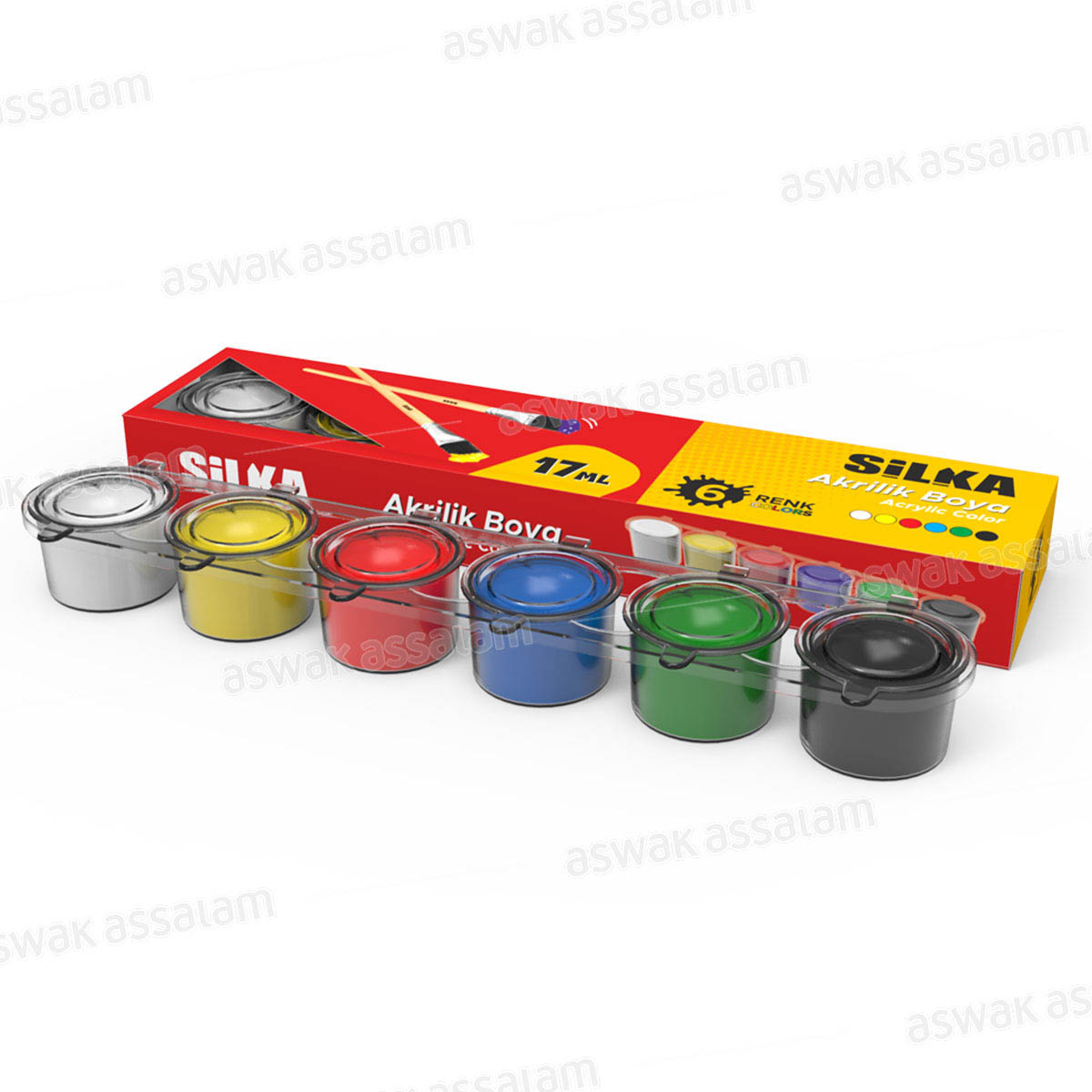 Ensemble de Peinture Acrylique 6 Couleurs 17ml Silka