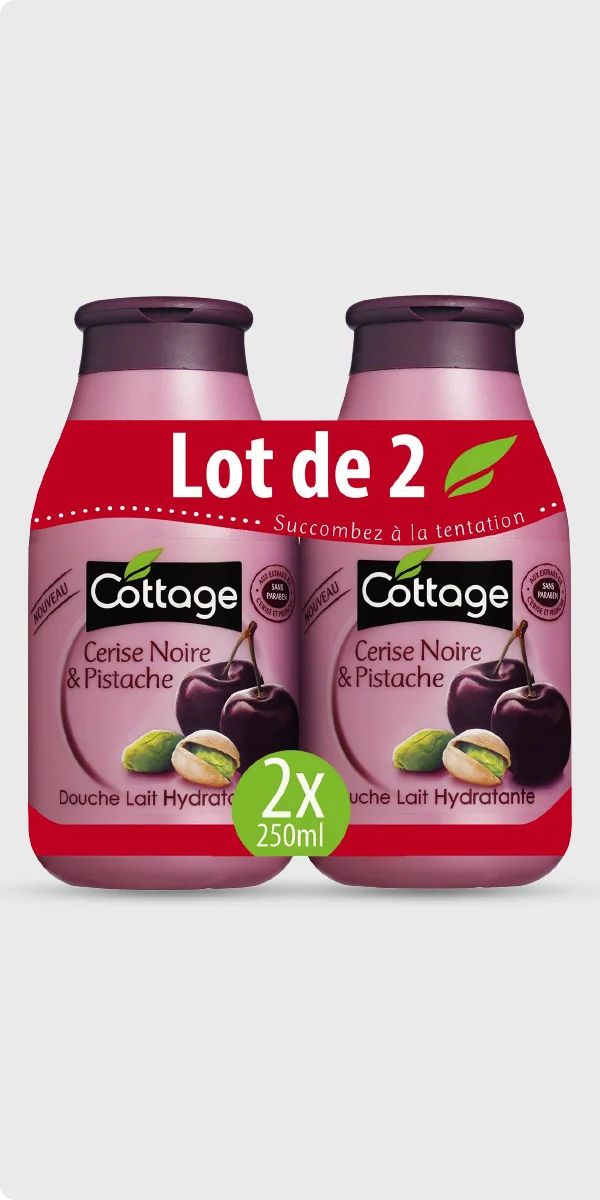 Lot de 2 gels douches lait hydratant 250ml Divers parfums – COTTAGE