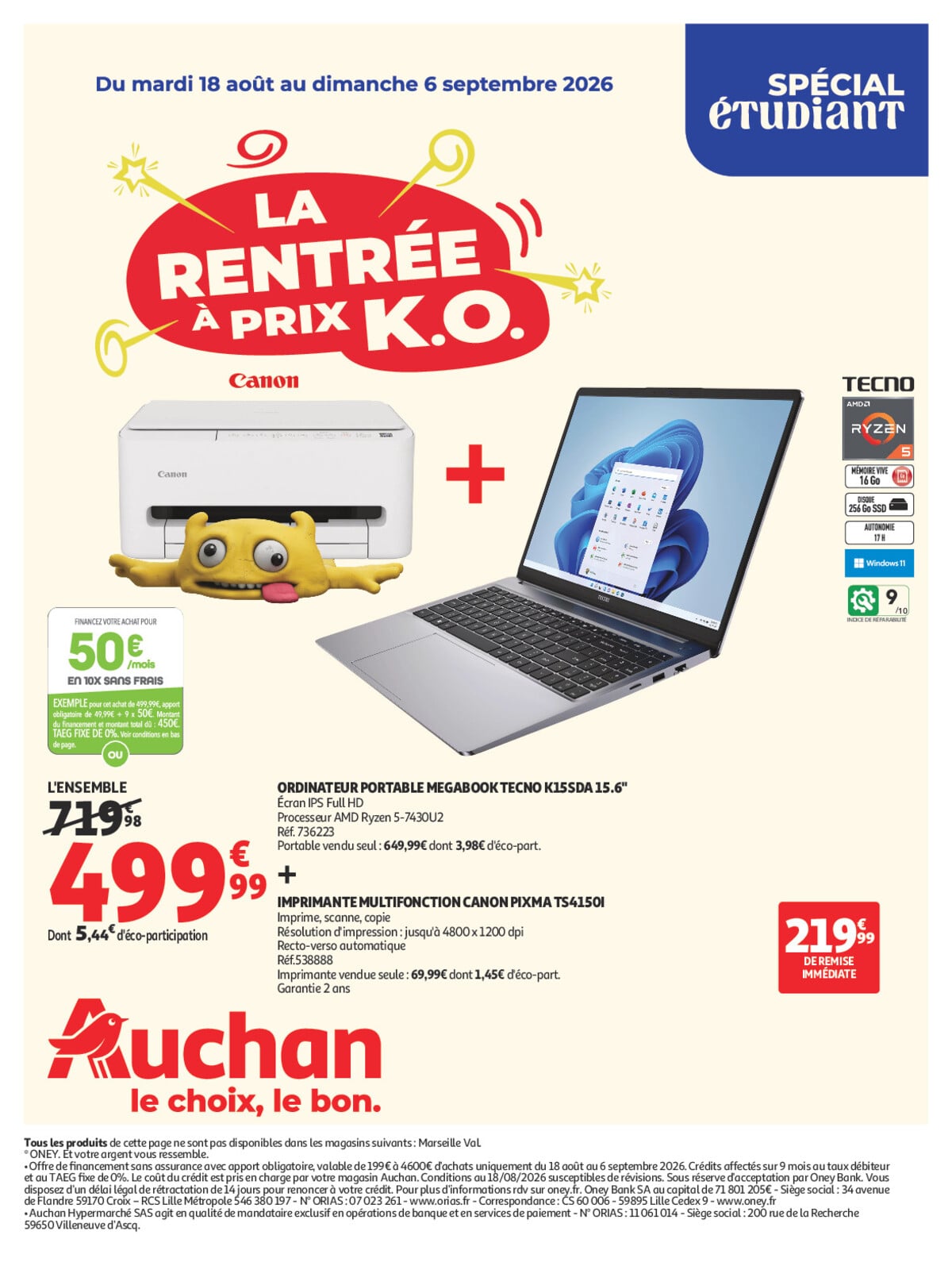 Promos rentrée étudiants