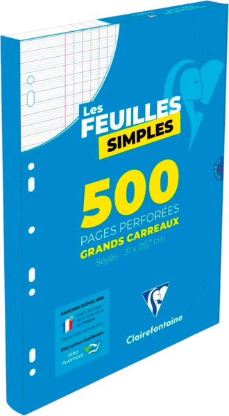 500 Feuilles Simples Perforées sous Étui Clairefontaine
