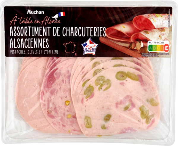 Assortiment de Charcuteries Alsaciennes Auchan à Table en France