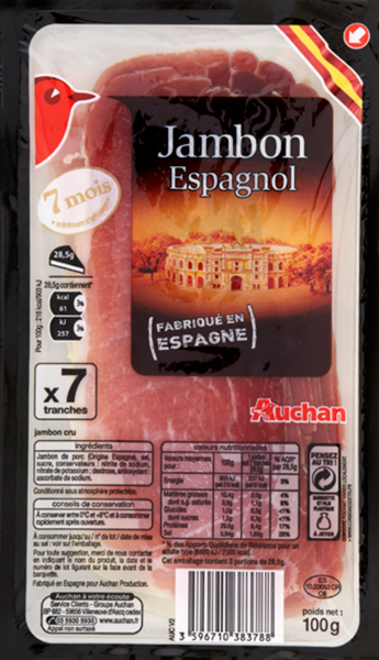 Jambon Cru Espagnol Auchan