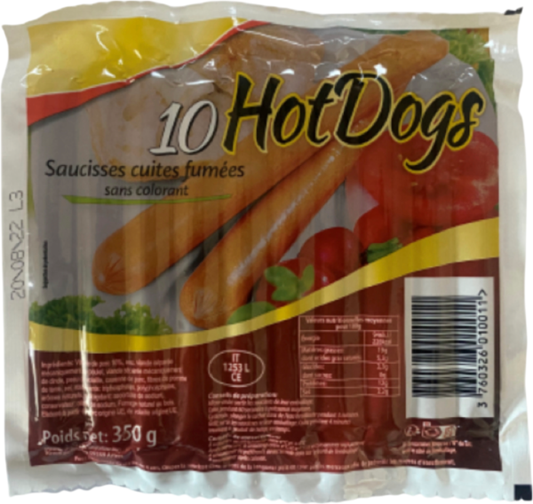 Saucisses Cuites Fumées pour Hot Dogs