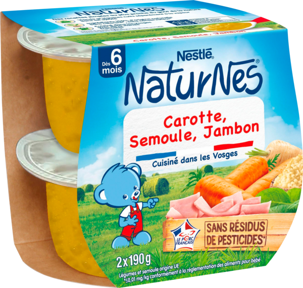 Bols Carotte Semoule Jambon Naturnes