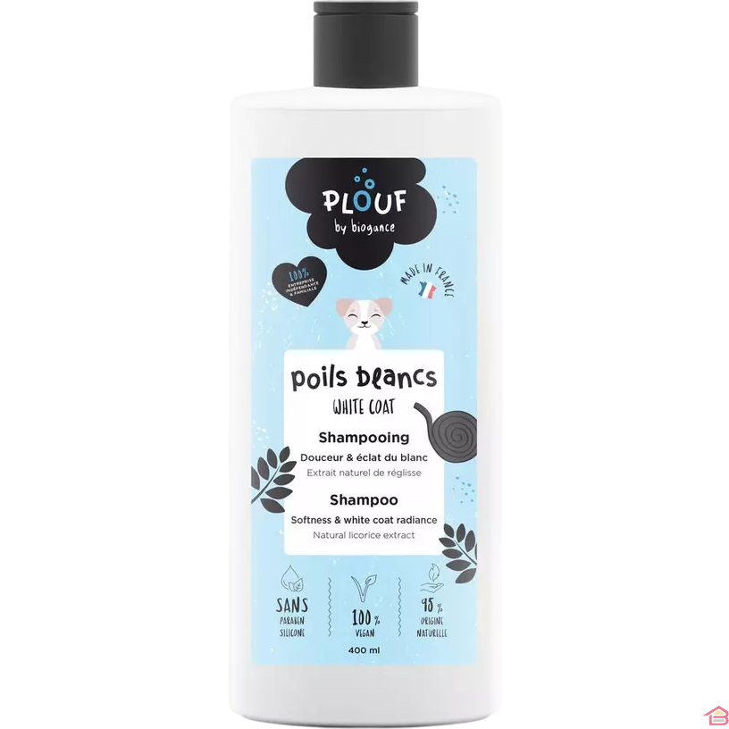 Shampoing pour Chien Poils Blancs Plouf 400 Ml à la Réglisse