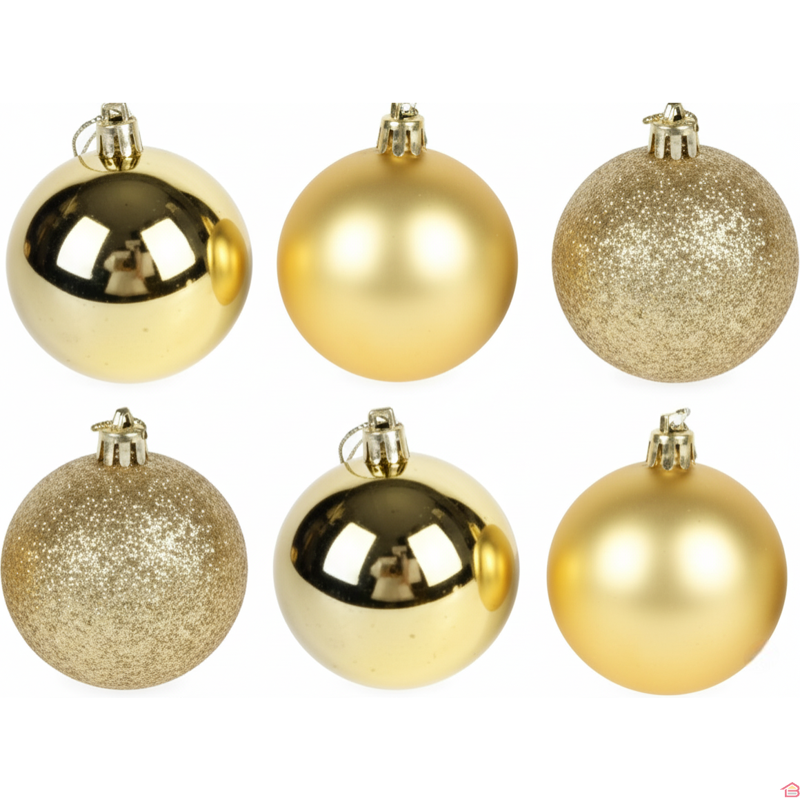 Boîte de 6 Boules de Noël Dorées 7 Cm pour Sapin et Décoration Festive