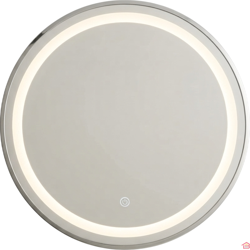 Miroir Led Rond 60 X 60 Cm 4 Mm Avec Cadre Argenté et 3 Fonctions