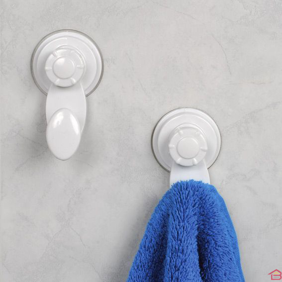 Set de 2 Crochets Polypropylene sur Ventouses - Blanc
