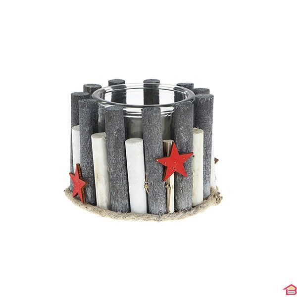 Pot Transparent Decore Avec du Bois 10xh5/7
