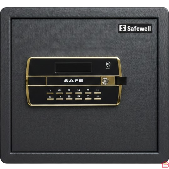 Coffre-Fort Électronique Safewell Noir et Doré Avec Écran Lcd Double Code et Alarme de Sécurité