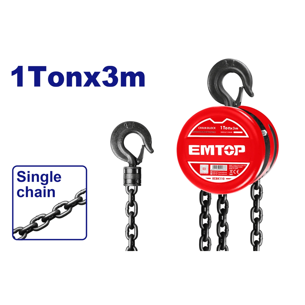 Palan à Chaîne 1t X 3m Emtop Ecbk110