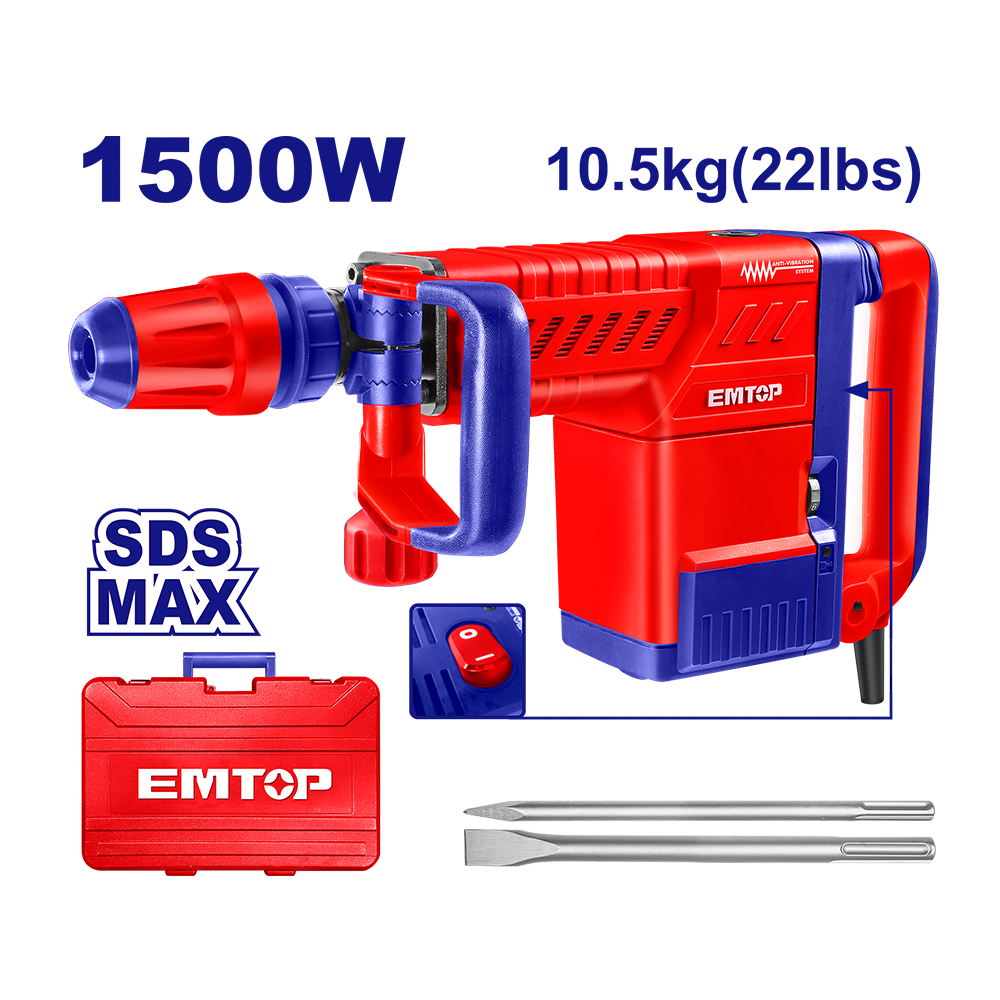 Marteau Sds Max 10,5kg Emtop Edbrm1501