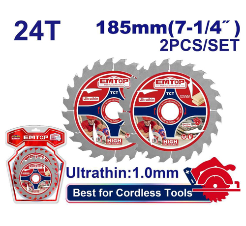 Jeu de Lames de Scie 185mm – 24 Dents Épaisseur 1mm Etct1853