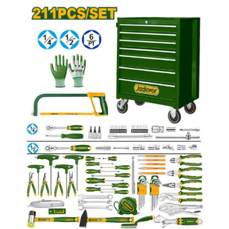 Servante + Ensemble de 211 outils JDHS3211