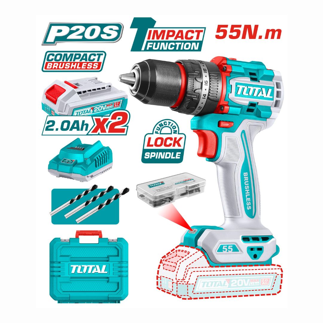 Perceuses-visseuses sans fil 55N.m 20V TOTAL TIDLI20558