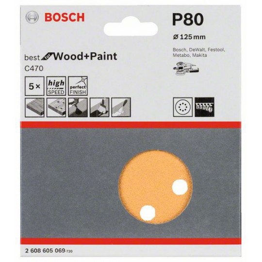 Sanding Sheet BfWP,125mm,G80,5x 2608605069