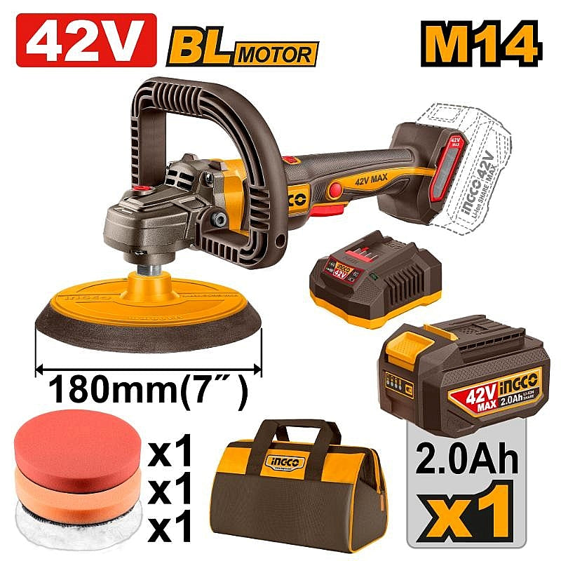Polisseuse sans fil brushless INGCO 42V 180mm [APLI42181]