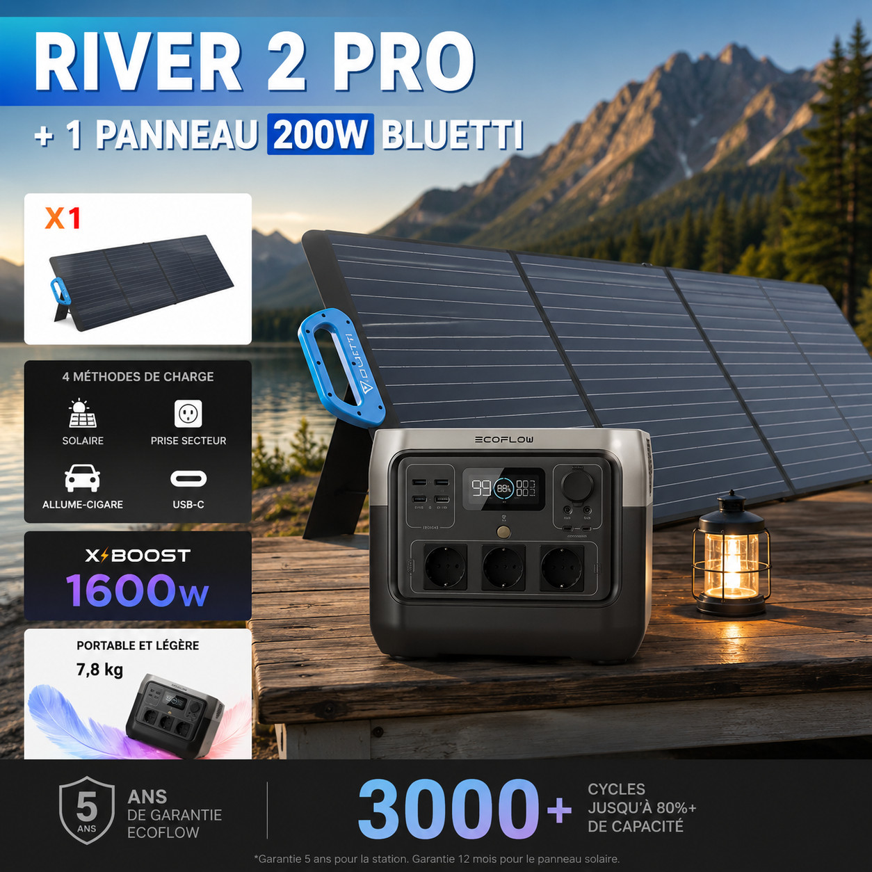 River 2 Pro + 1 panneau 200W Bluetti