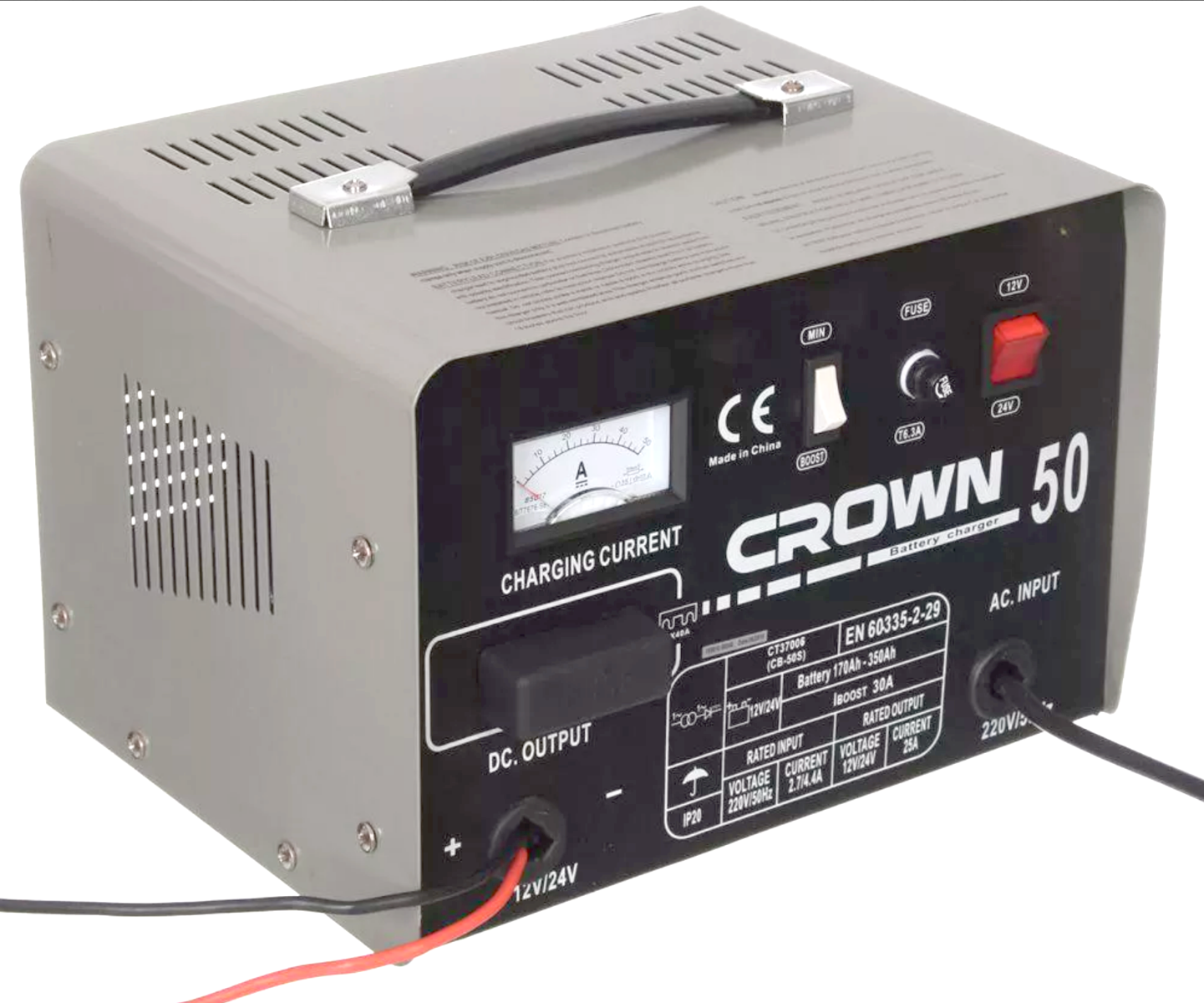 CHARGEUR DE BATTERIE 480/750W 12/24V 170/250AH/MIN CROWN REF CT37006