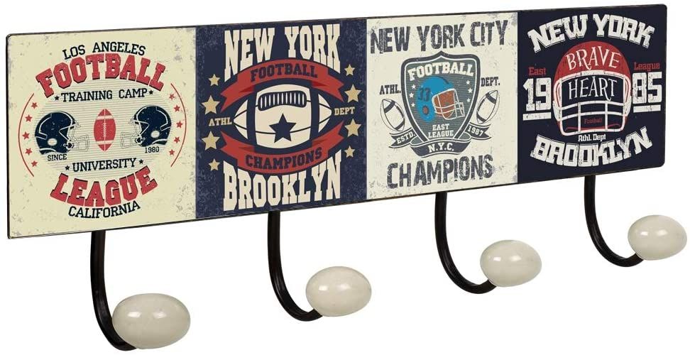 Porte Manteaux 4 Crochets Motif Football