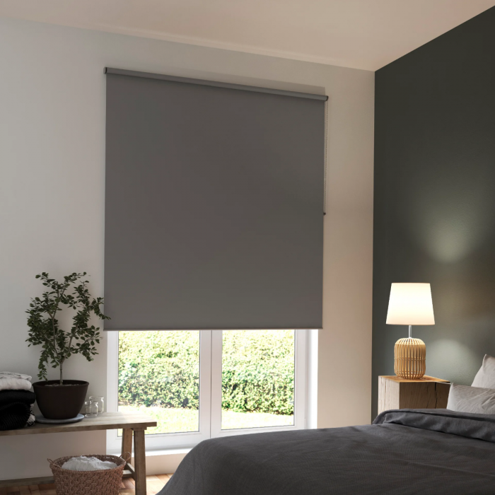 Store Enrouleur Blackout Gris Fonce 90 X 180 Cm