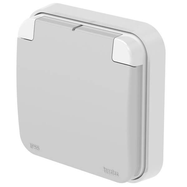 Prise Bipolaire + Terre Tropic Ip55 Encastre Gris Clair