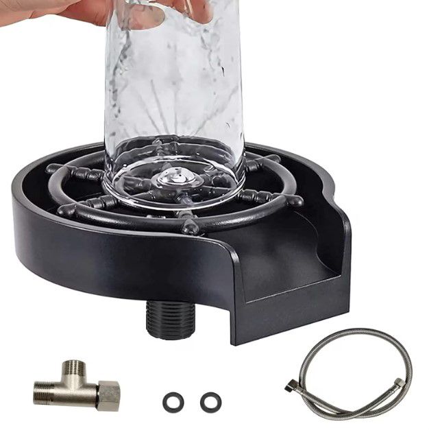 Lave-Verre Pression pour Evier Avec Flexible et Raccord ,noir Ves-4410