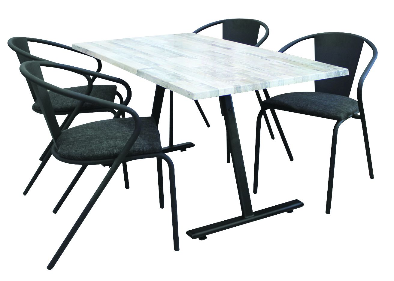 Set Sam Tatvan Table + 4 Chaise Metalique