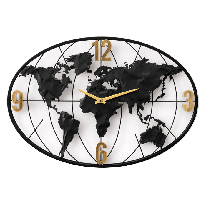Horloge Murale en Métal Design Monde